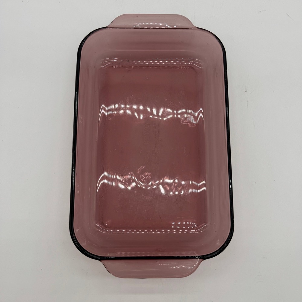 Pyrex Cranberry Pink Glass Rectangular Baking Dish 2 Quart Made in USA